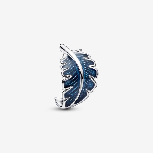 Pandora Blue Curved Feather Charm - Picture 2 of 2